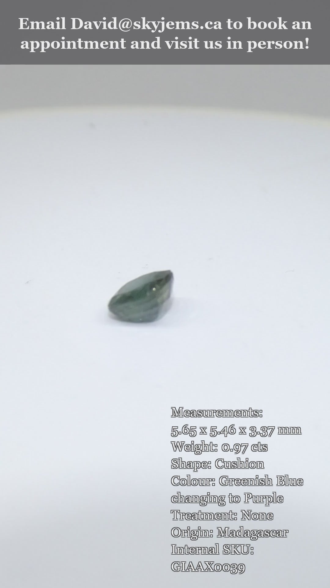 0.97ct Cushion Greenish Blue to Purple Alexandrite GIA Certified Madagascar Unheated — product video