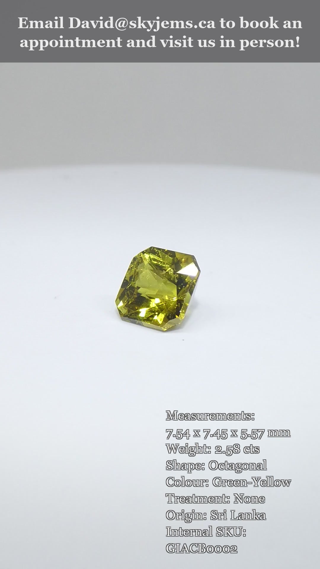 2.58ct Octagonal/Emerald Cut Green-Yellow Chrysoberyl GIA Certified Unheated — product video