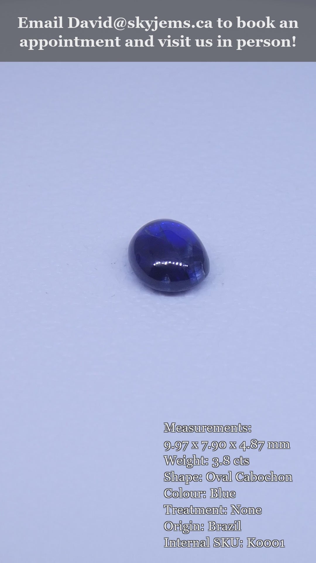 3.8ct Oval Cabochon Blue Kyanite — product video