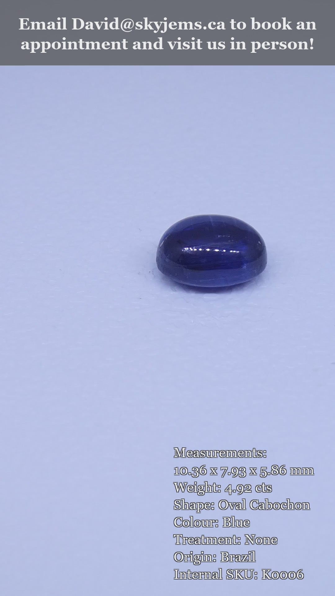 4.92ct Oval Cabochon Blue Kyanite — product video