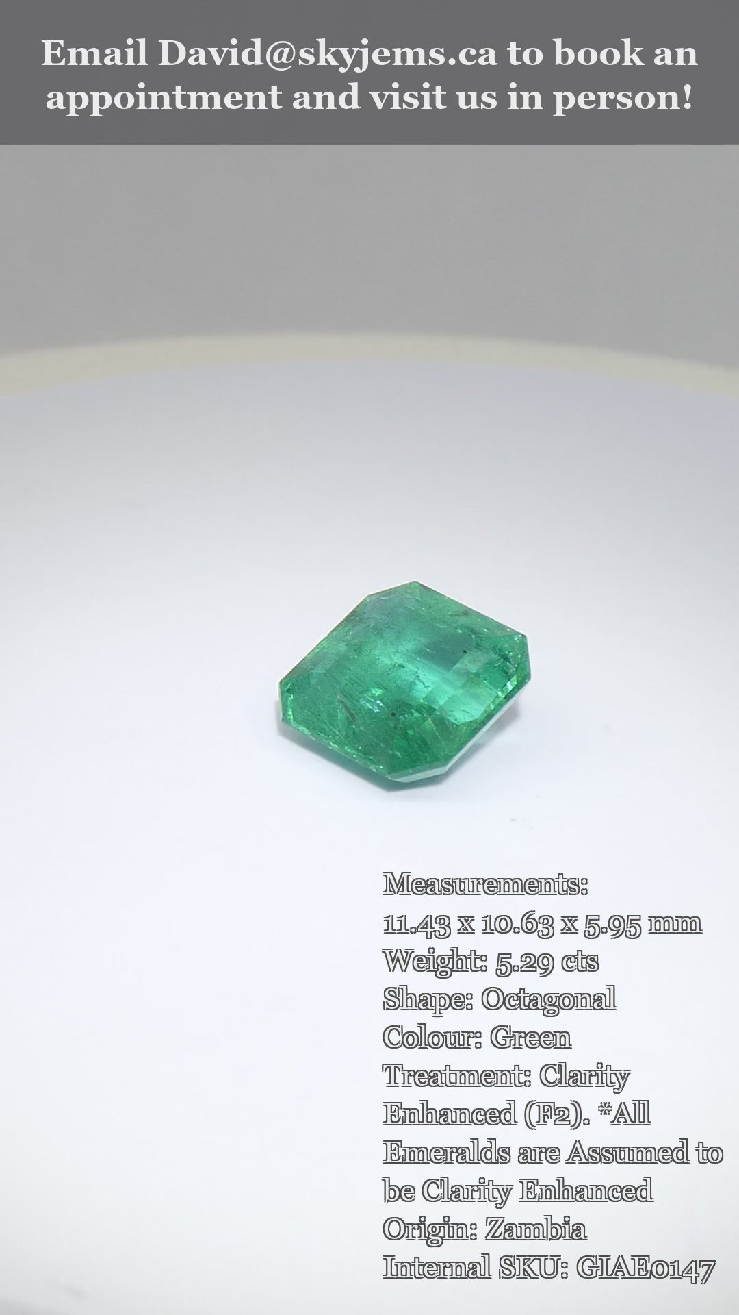 5.29ct Octagonal/Emerald Cut Green Emerald GIA Certified Zambia (F2) — product video