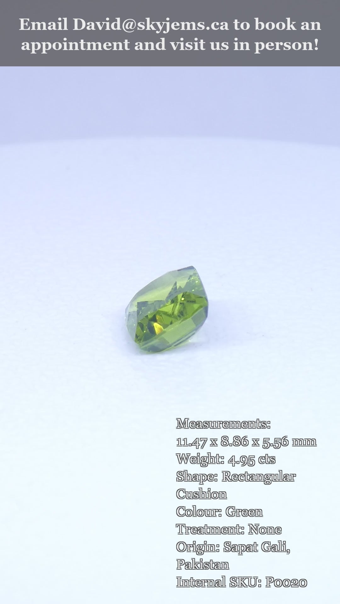 4.95ct Rectangular Cushion Yellowish Green Peridot — product video