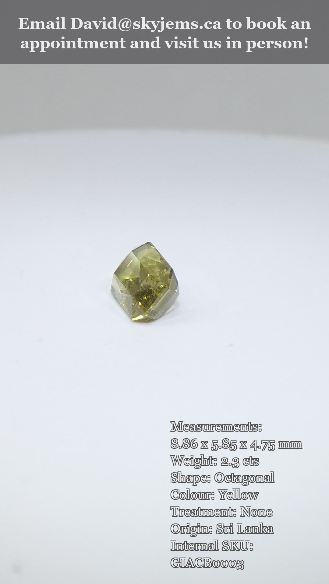 2.3ct Octagonal/Emerald Cut Yellow Chrysoberyl GIA Certified Unheated — product video