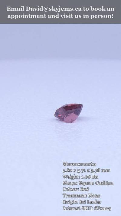 1.08ct Square Cushion Red Spinel from Sri Lanka — product video