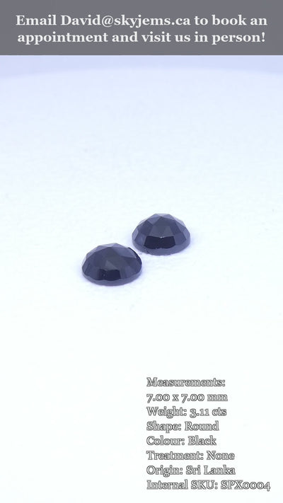 3.11ct Pair - 7mm Rose Cut Round Black Spinel from Sri Lanka — product video