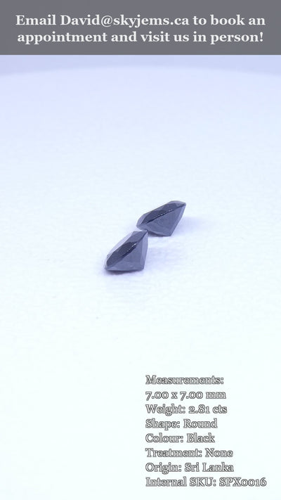 2.81ct Pair - 7mm Brilliant Cut Round Black Spinel from Sri Lanka — product video