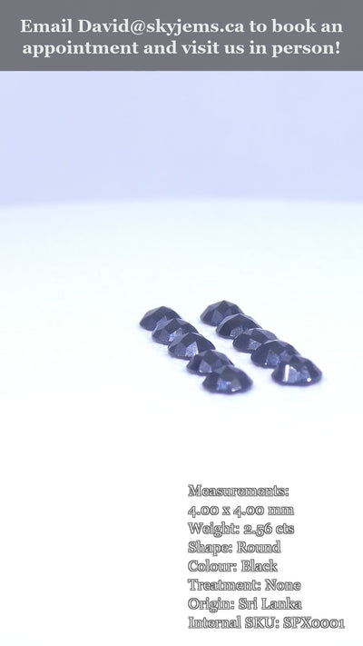 2.56ct 10 Stones - 4mm Rose Cut Round Black Spinel from Sri Lanka — product video