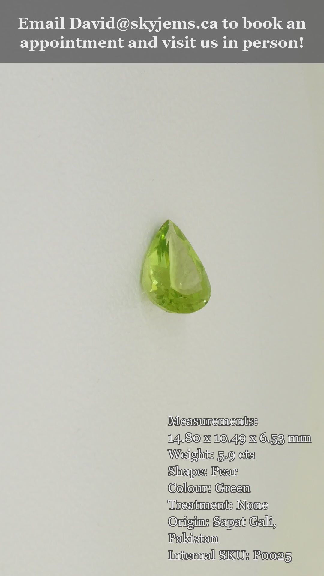 5.9ct Pear Yellow-Green Peridot — product video
