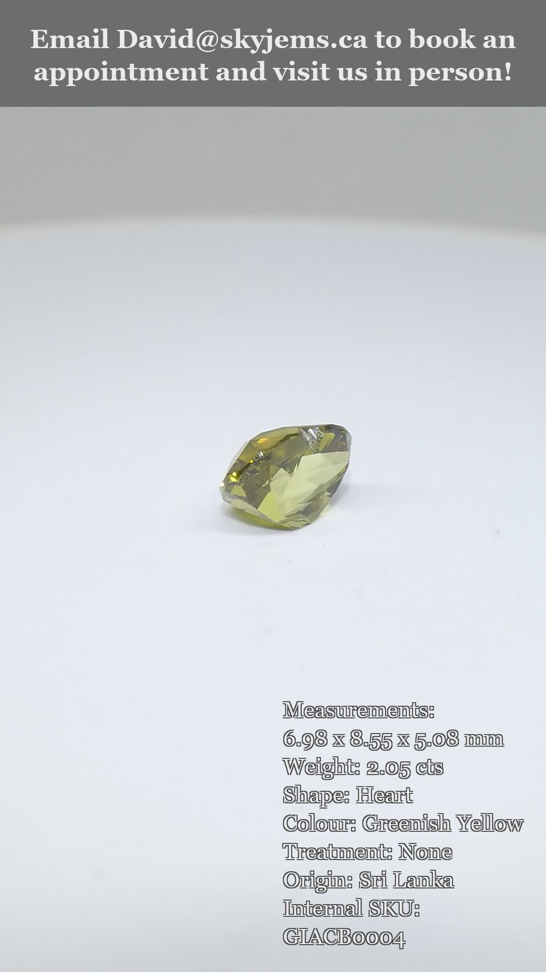 2.05ct Heart Greenish Yellow Chrysoberyl GIA Certified Unheated — product video