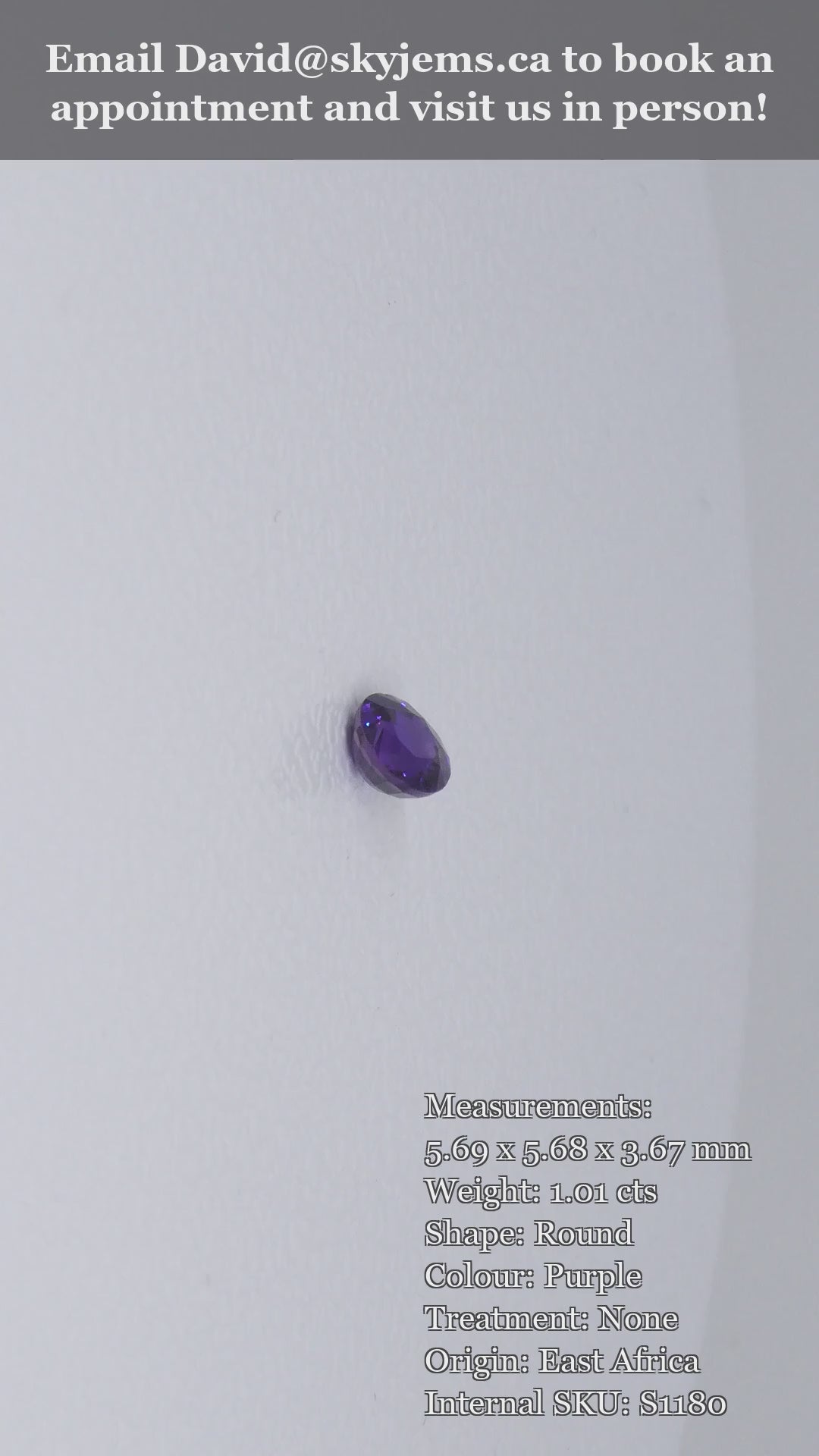 1.01ct Round Purple Sapphire from East Africa, Unheated — product video