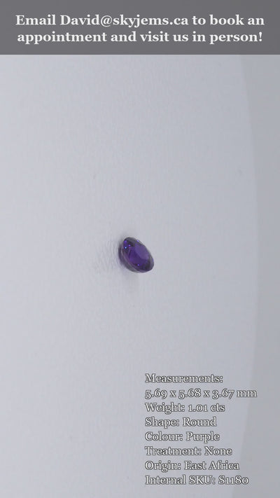 1.01ct Round Purple Sapphire from East Africa, Unheated — product video