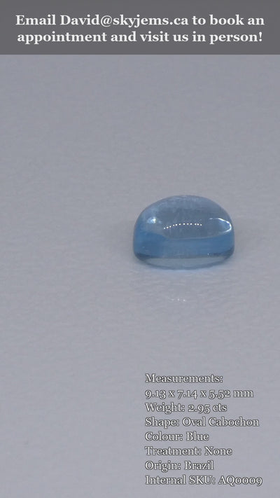 2.95ct Oval Cabochon Blue Aquamarine from Brazil — product video