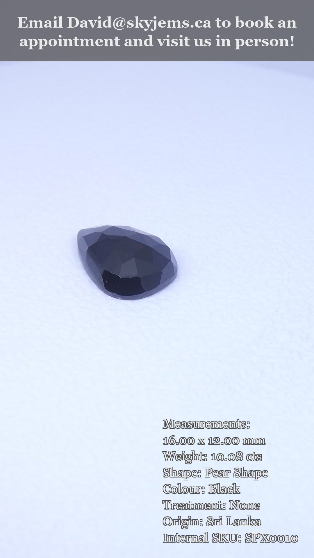 10.08ct Rose Cut 16x12mm Pear Shape Black Spinel from Sri Lanka — product video