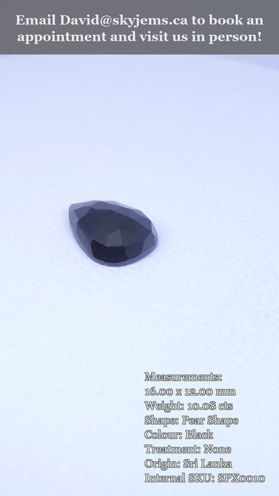 10.08ct Rose Cut 16x12mm Pear Shape Black Spinel from Sri Lanka — product video