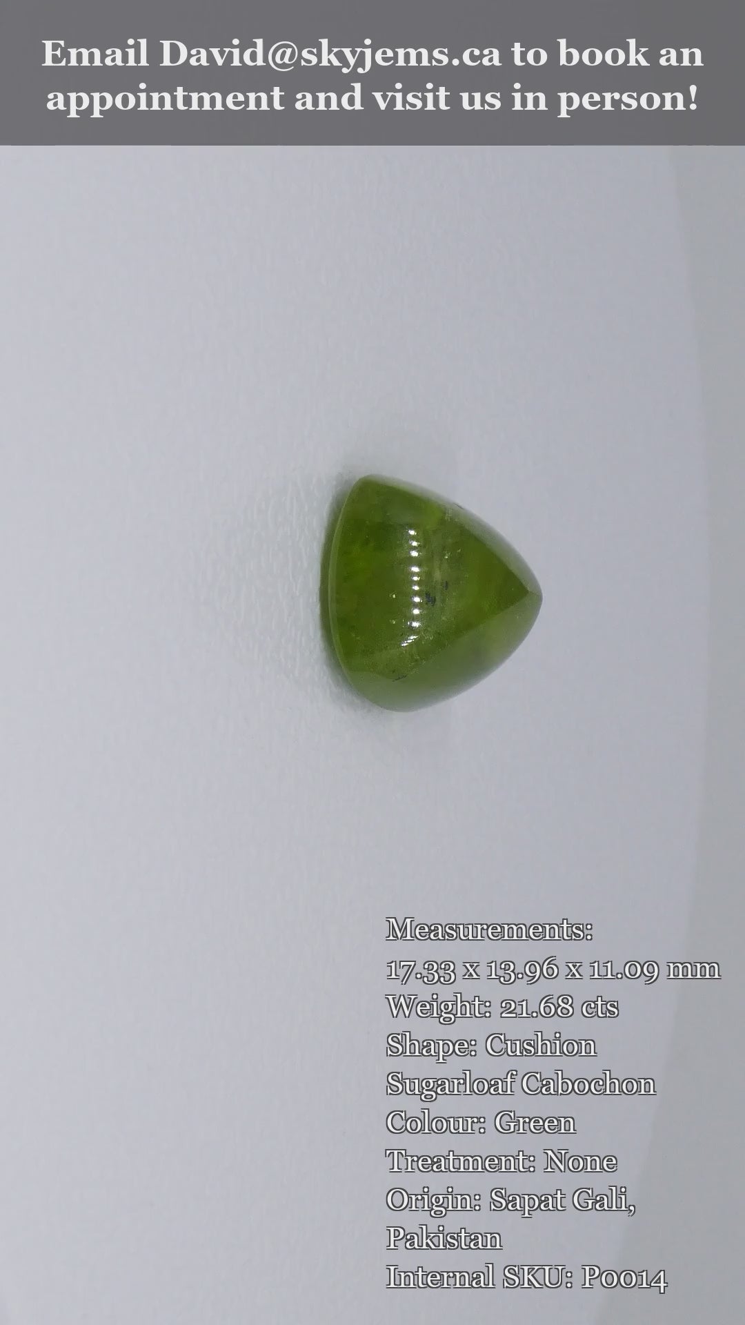 21.68ct Cushion Sugarloaf Cabochon Yellow-Green Peridot — product video