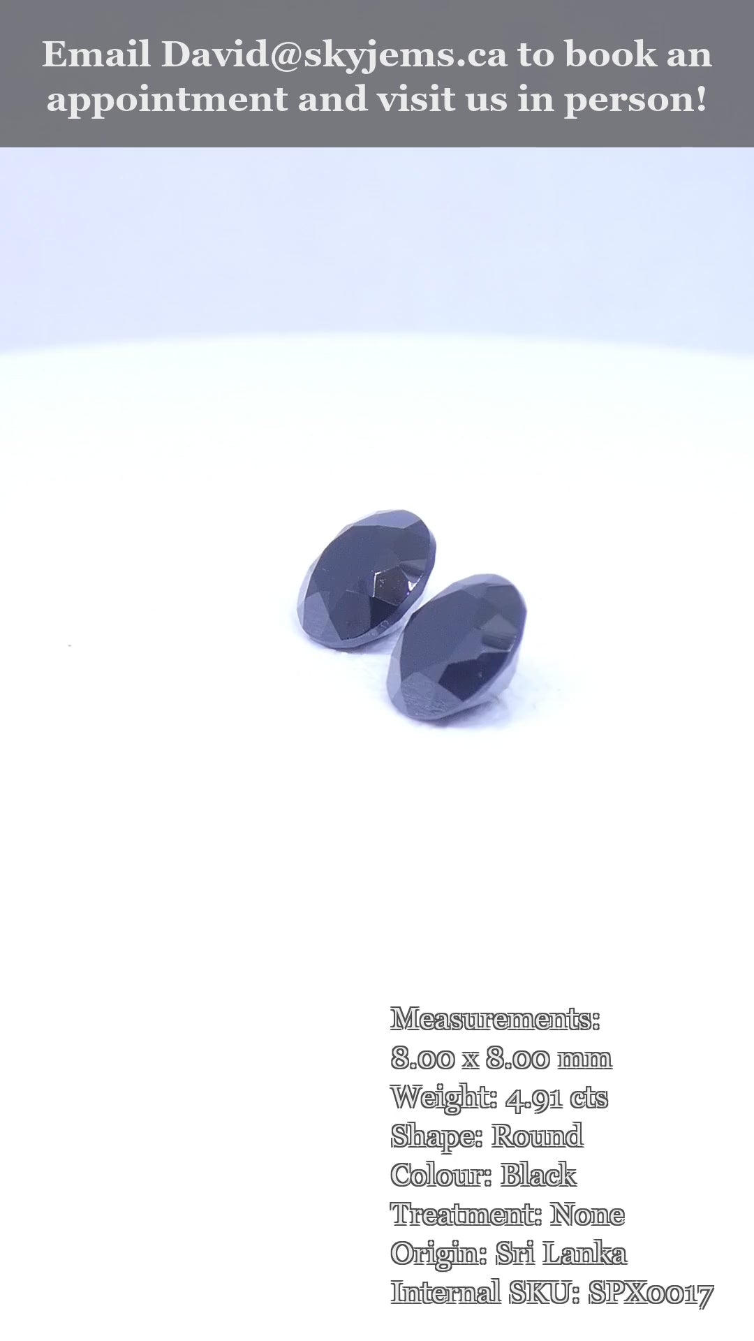 4.91ct Pair - 8mm Brilliant Cut Round Black Spinel from Sri Lanka — product video