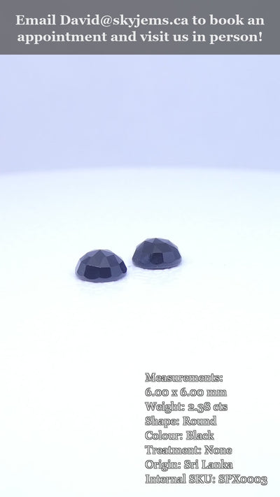 2.38ct Pair 6mm Rose Cut Round Black Spinel from Sri Lanka — product video