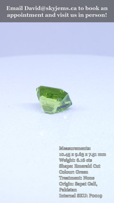 6.16ct Emerald Cut Yellowish Green Peridot — product video