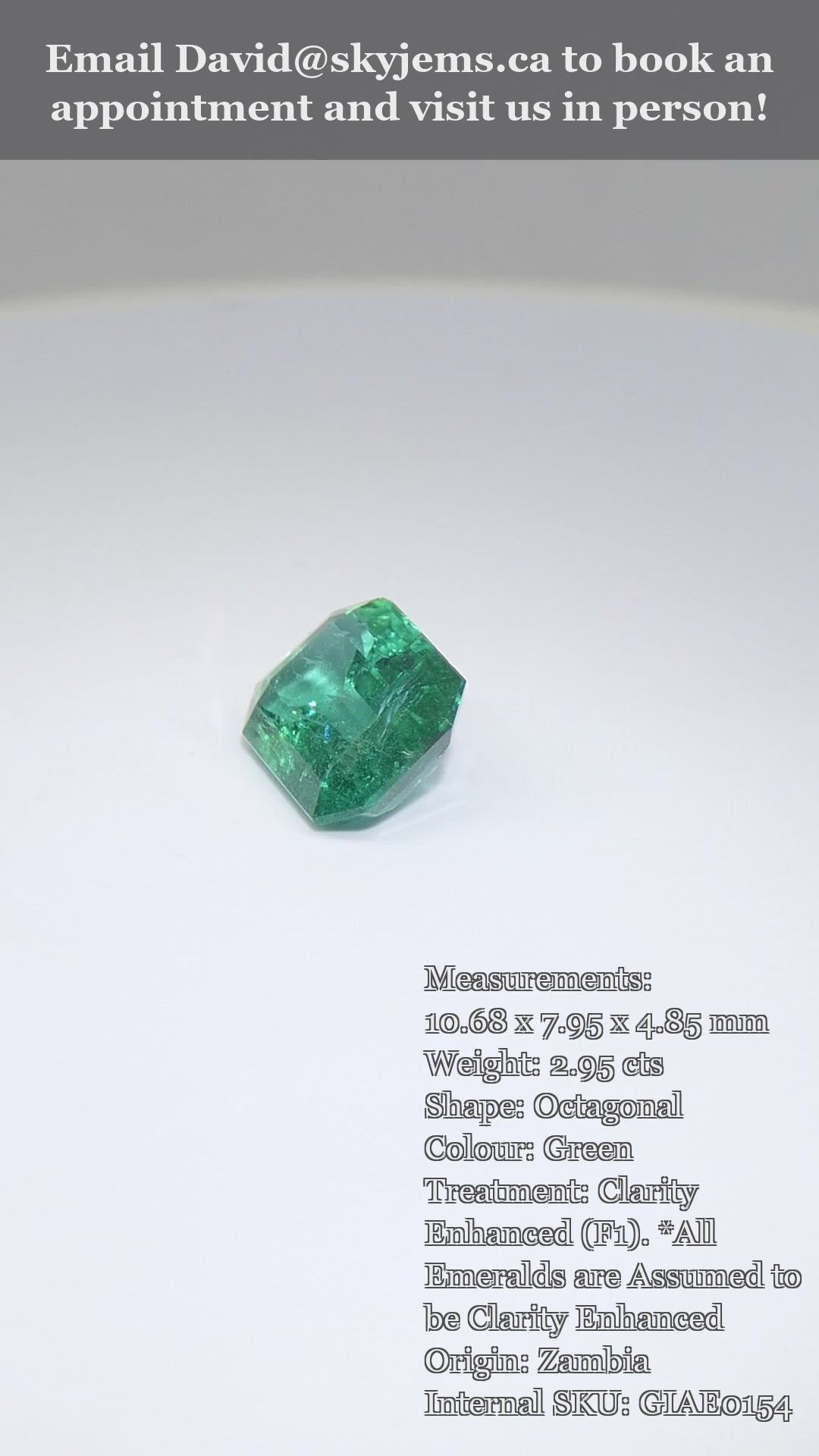 2.95ct Octagonal/Emerald Cut Green Emerald GIA Certified Zambia (F1) — product video