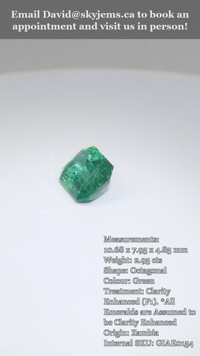 2.95ct Octagonal/Emerald Cut Green Emerald GIA Certified Zambia (F1) — product video