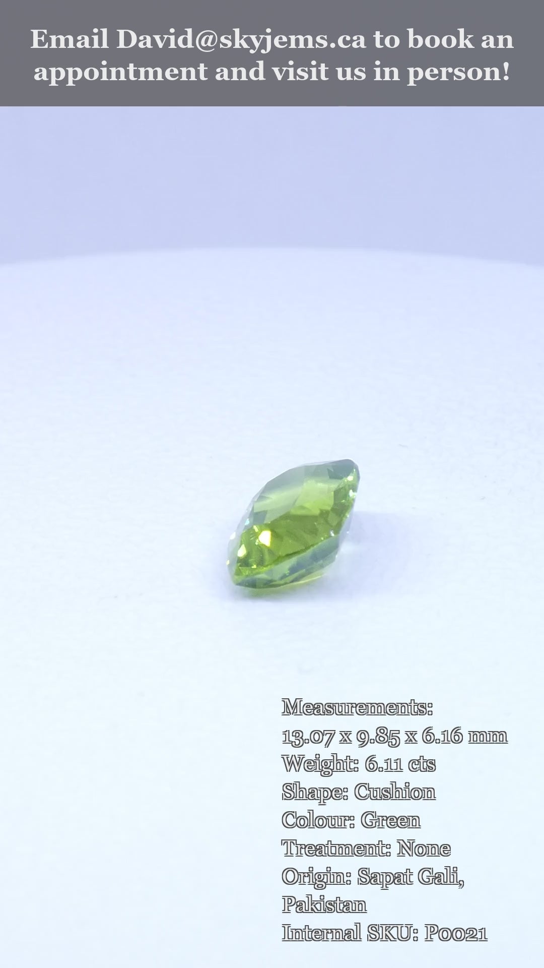 6.11ct Cushion  Yellowish Green Peridot — product video