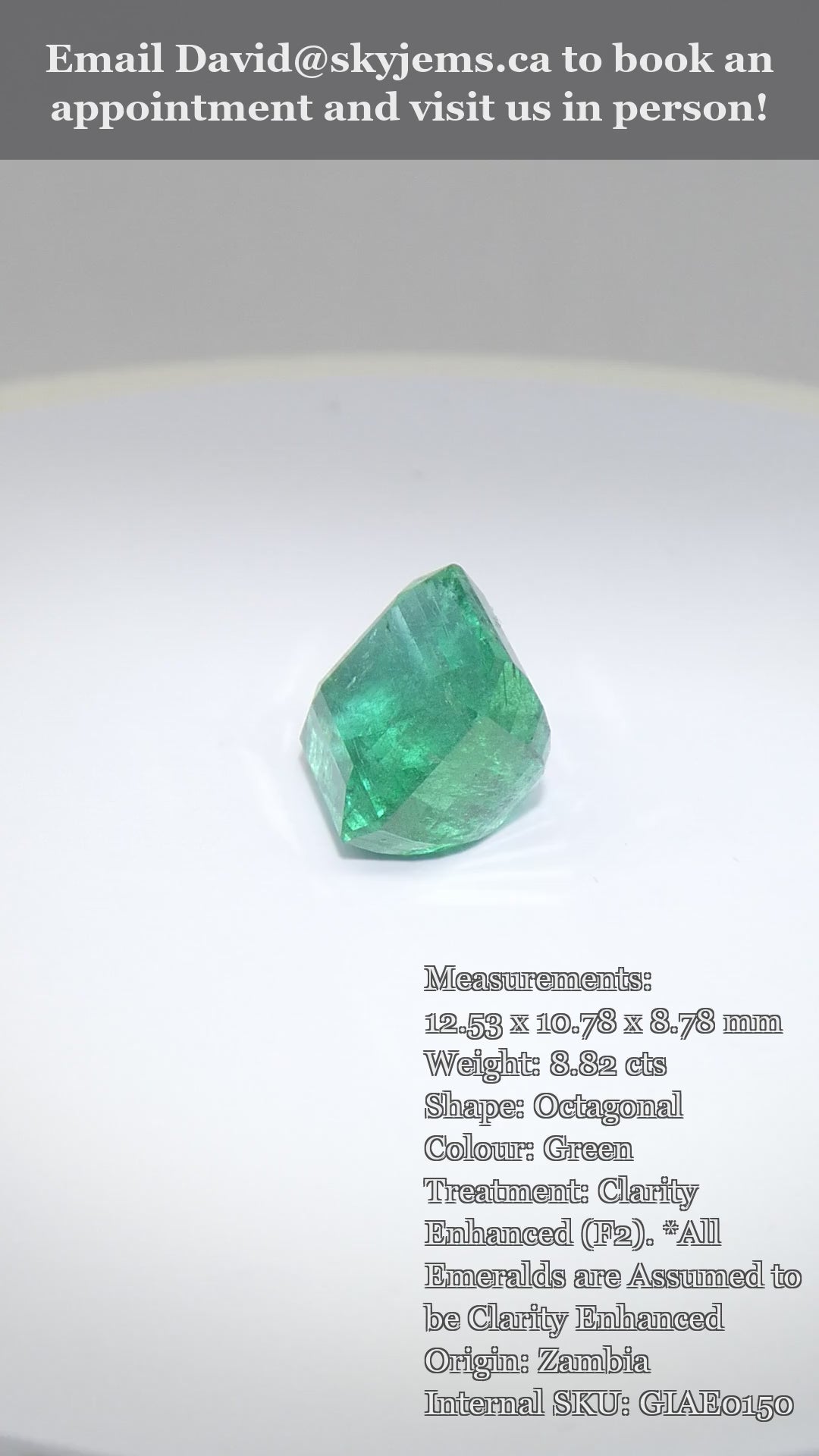 8.82ct Octagonal/Emerald Cut Green Emerald GIA Certified Zambia (F2) — product video
