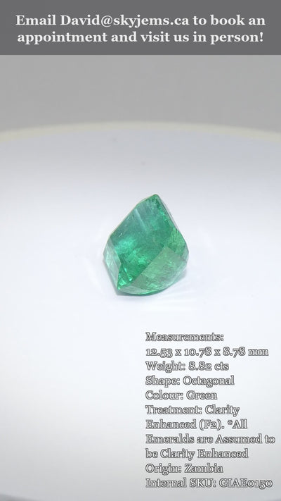 8.82ct Octagonal/Emerald Cut Green Emerald GIA Certified Zambia (F2) — product video