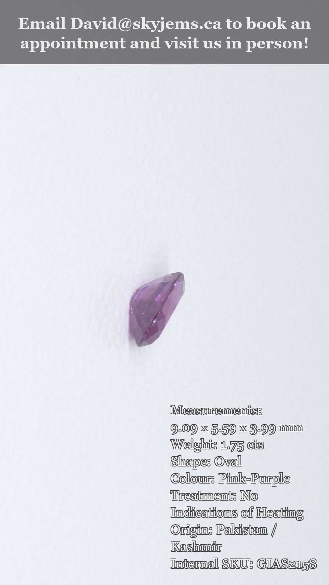 1.75ct Oval Pink-Purple Sapphire GIA Certified Pakistan / Kashmir — product video