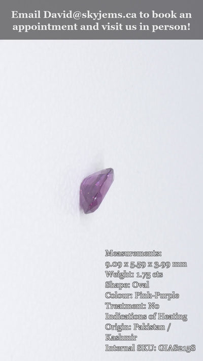 1.75ct Oval Pink-Purple Sapphire GIA Certified Pakistan / Kashmir — product video