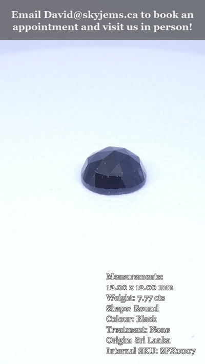 7.77ct Rose Cut 12mm Round Black Spinel from Sri Lanka — product video