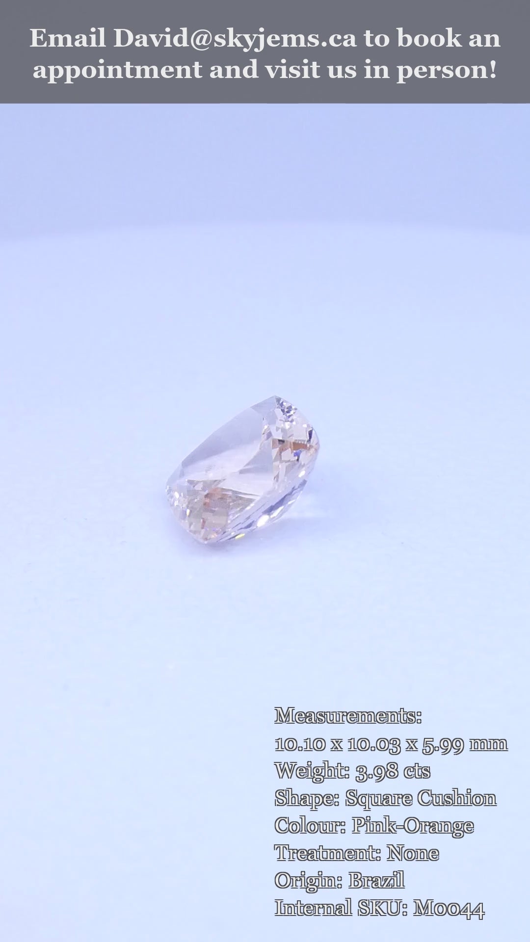 3.98ct Square Cushion Pink-Orange Morganite — product video