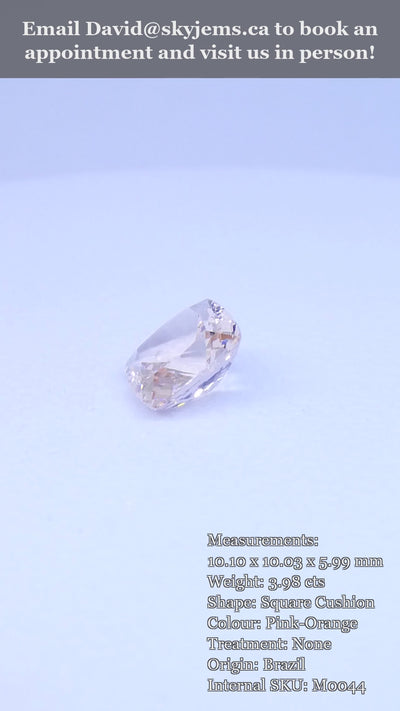 3.98ct Square Cushion Pink-Orange Morganite — product video