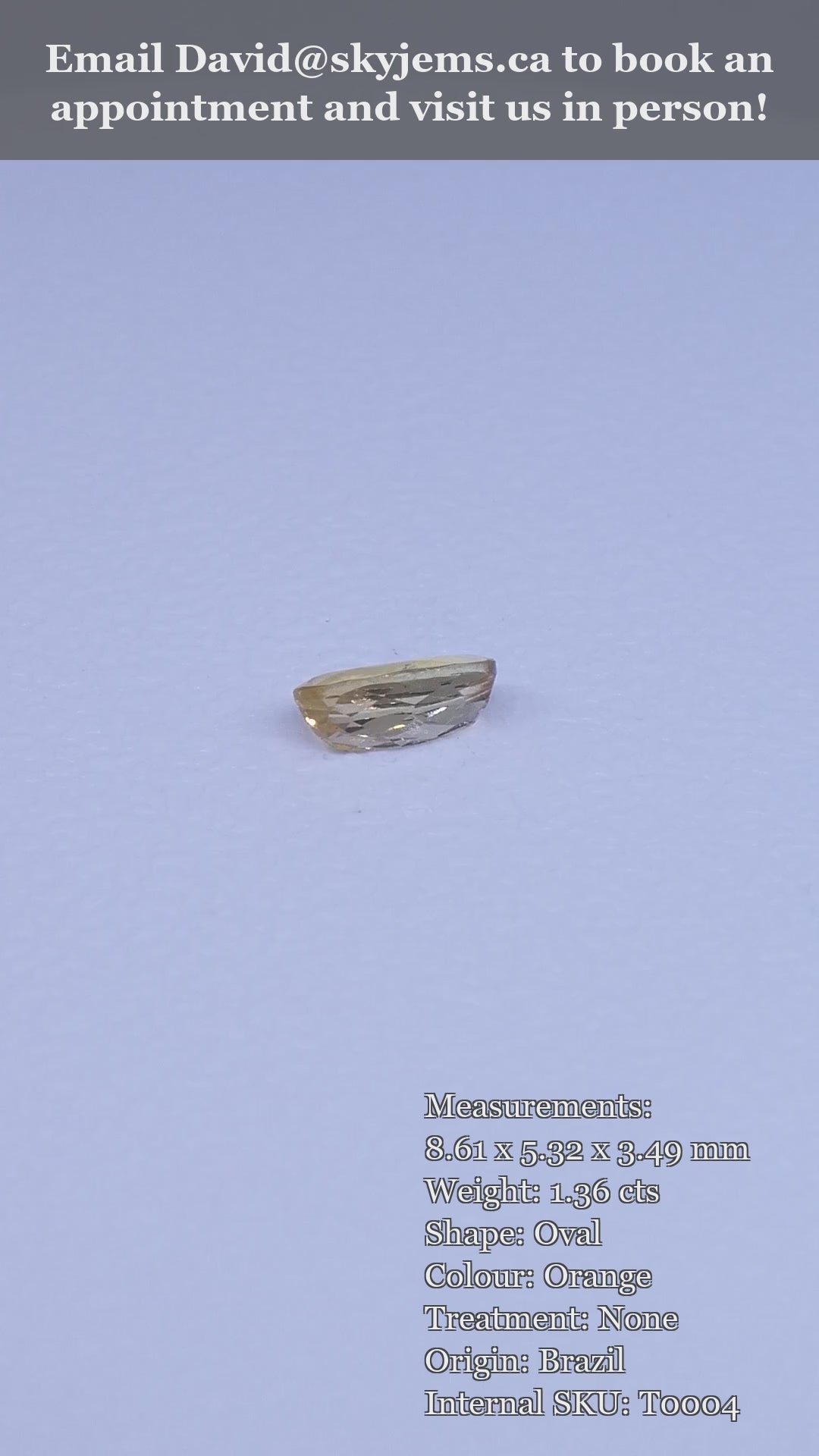1.36ct Oval Orange Imperial Topaz from Brazil Unheated — product video