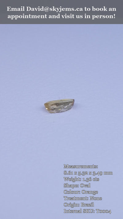 1.36ct Oval Orange Imperial Topaz from Brazil Unheated — product video