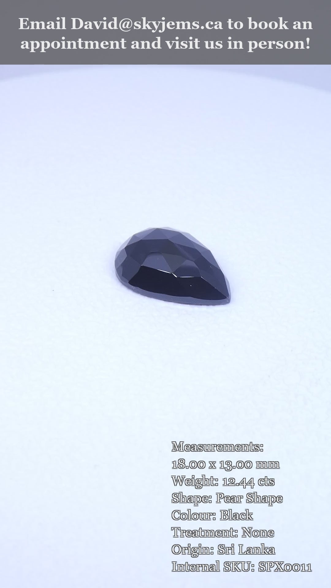 12.44ct Rose Cut 18x13mm Pear Shape Black Spinel from Sri Lanka — product video