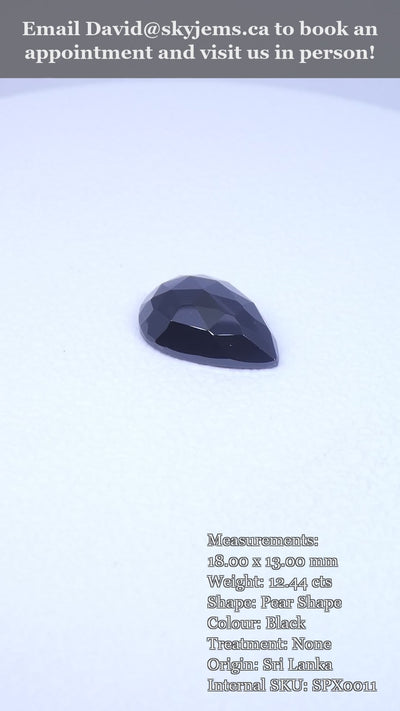 12.44ct Rose Cut 18x13mm Pear Shape Black Spinel from Sri Lanka — product video