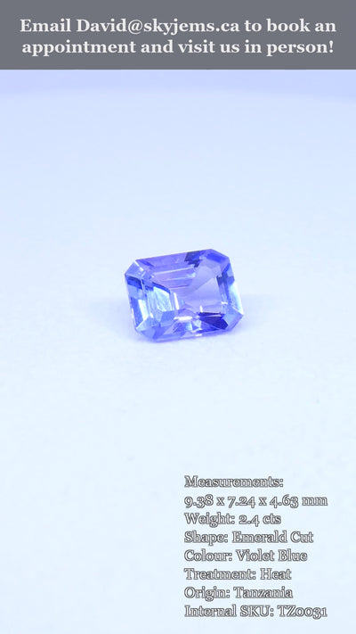2.4ct Emerald Cut Violet Blue Tanzanite from Tanzania — product video
