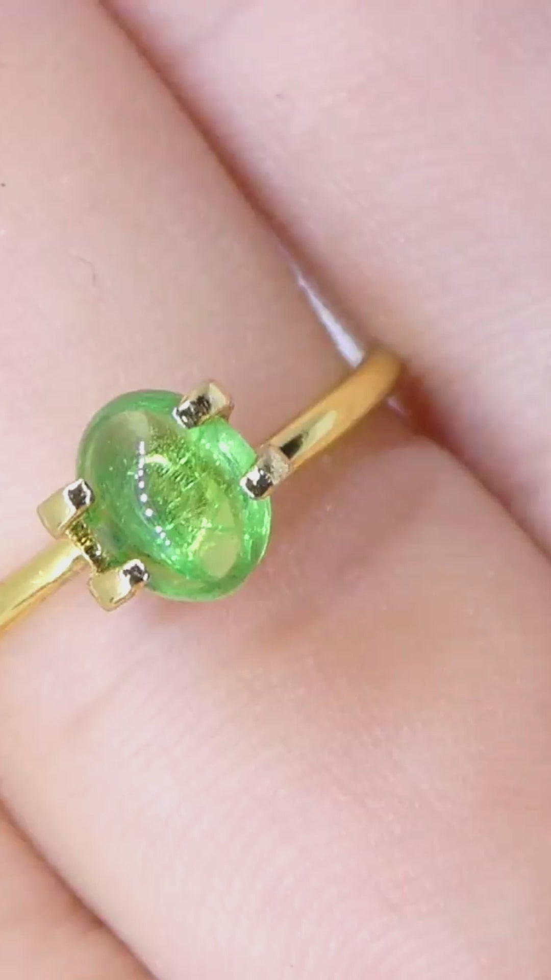 1.23ct Oval Cabochon Green Tsavorite Garnet from Kenya, Unheated — product video