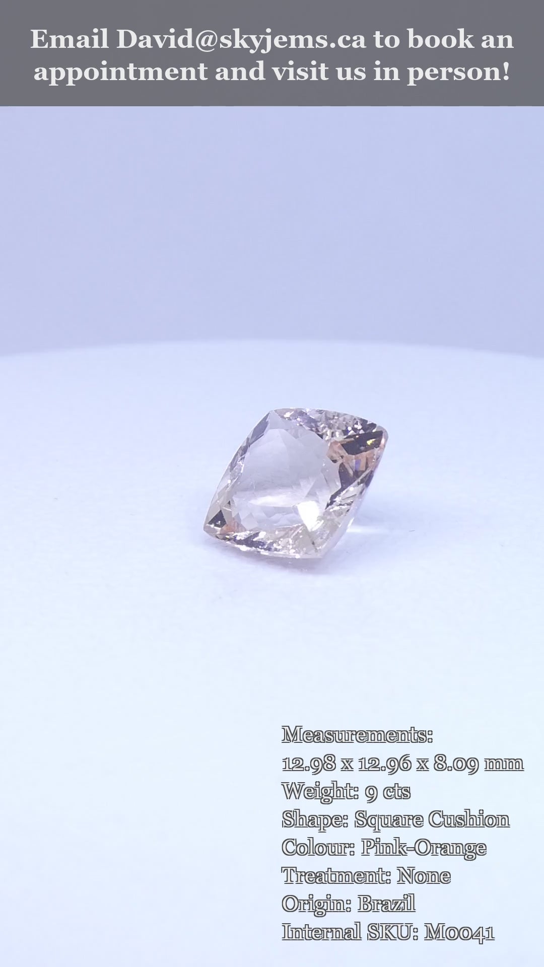 9ct Square Cushion Peach Pink-Orange Morganite — product video