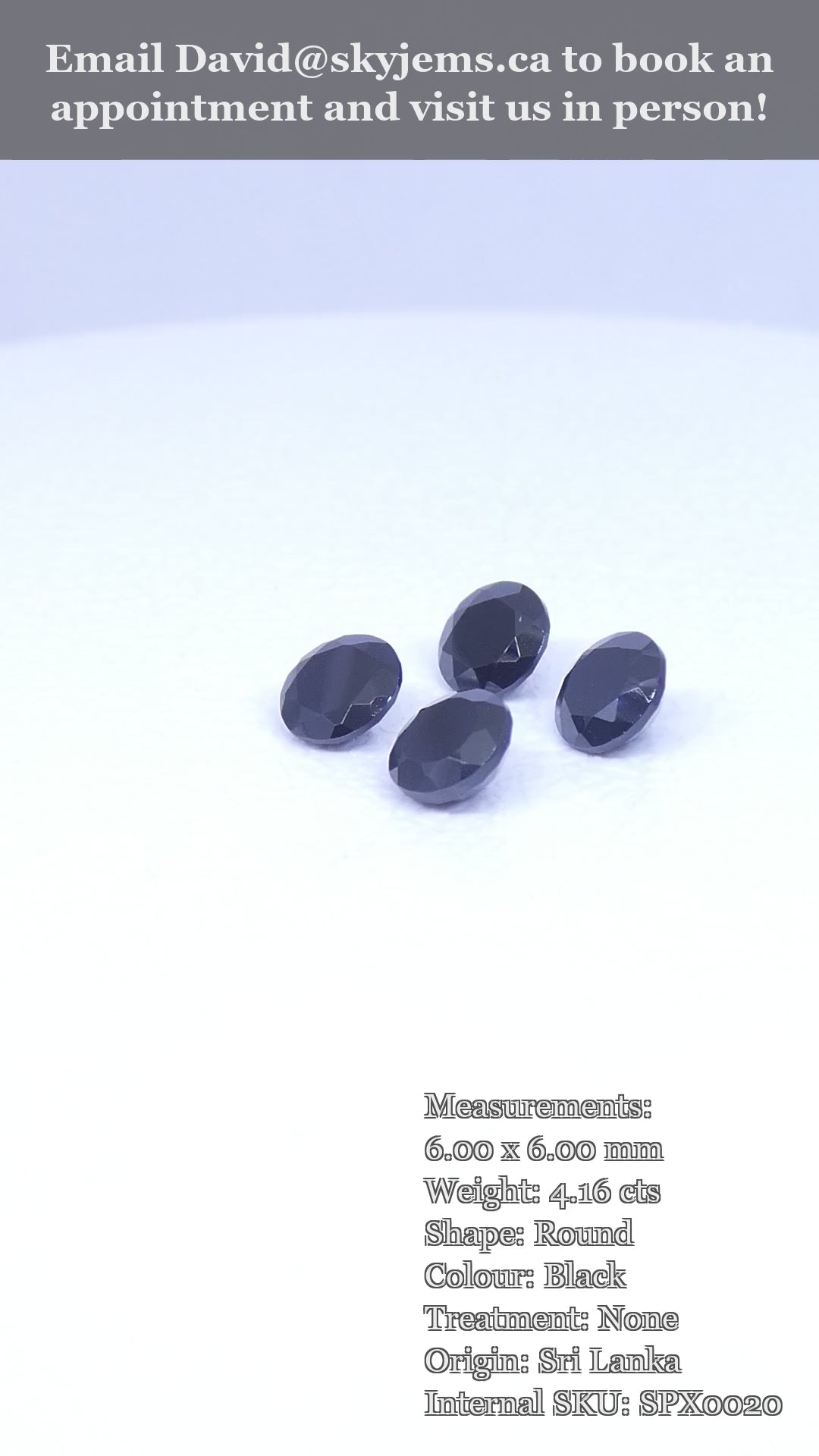 4.16ct 4 Stones Brilliant Cut Round Black Spinel from Sri Lanka — product video
