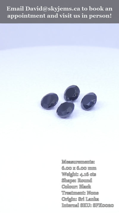 4.16ct 4 Stones Brilliant Cut Round Black Spinel from Sri Lanka — product video