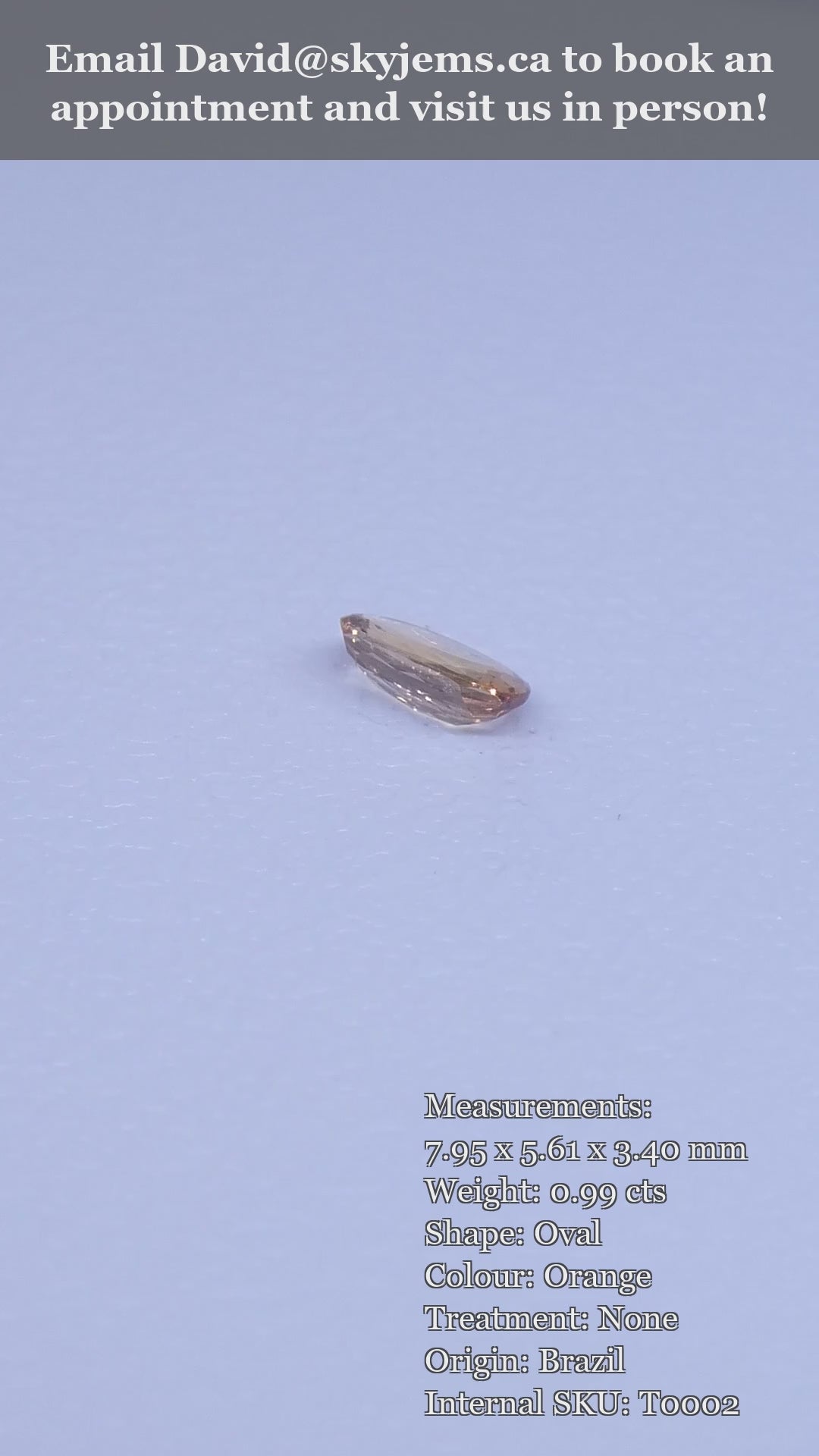 0.99ct Oval Orange Imperial Topaz from Brazil Unheated — product video