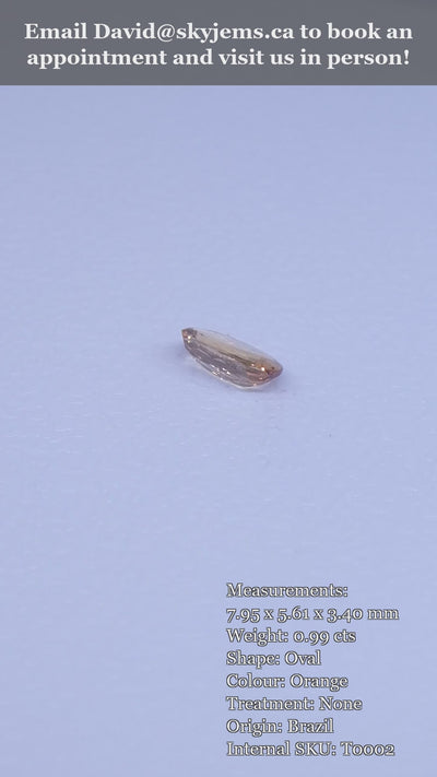 0.99ct Oval Orange Imperial Topaz from Brazil Unheated — product video