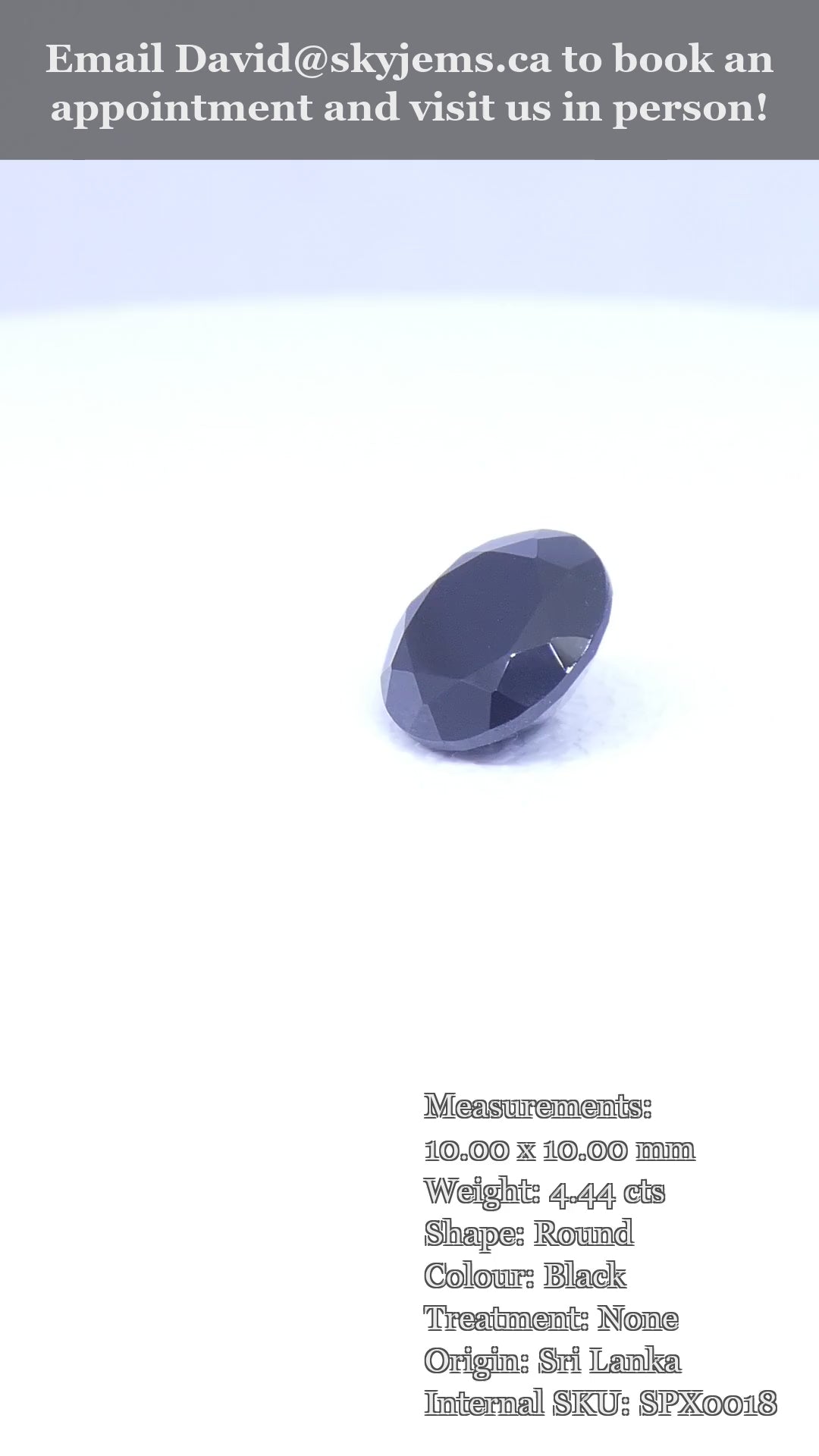 4.44ct - 10mm Brilliant Cut Round Black Spinel from Sri Lanka — product video