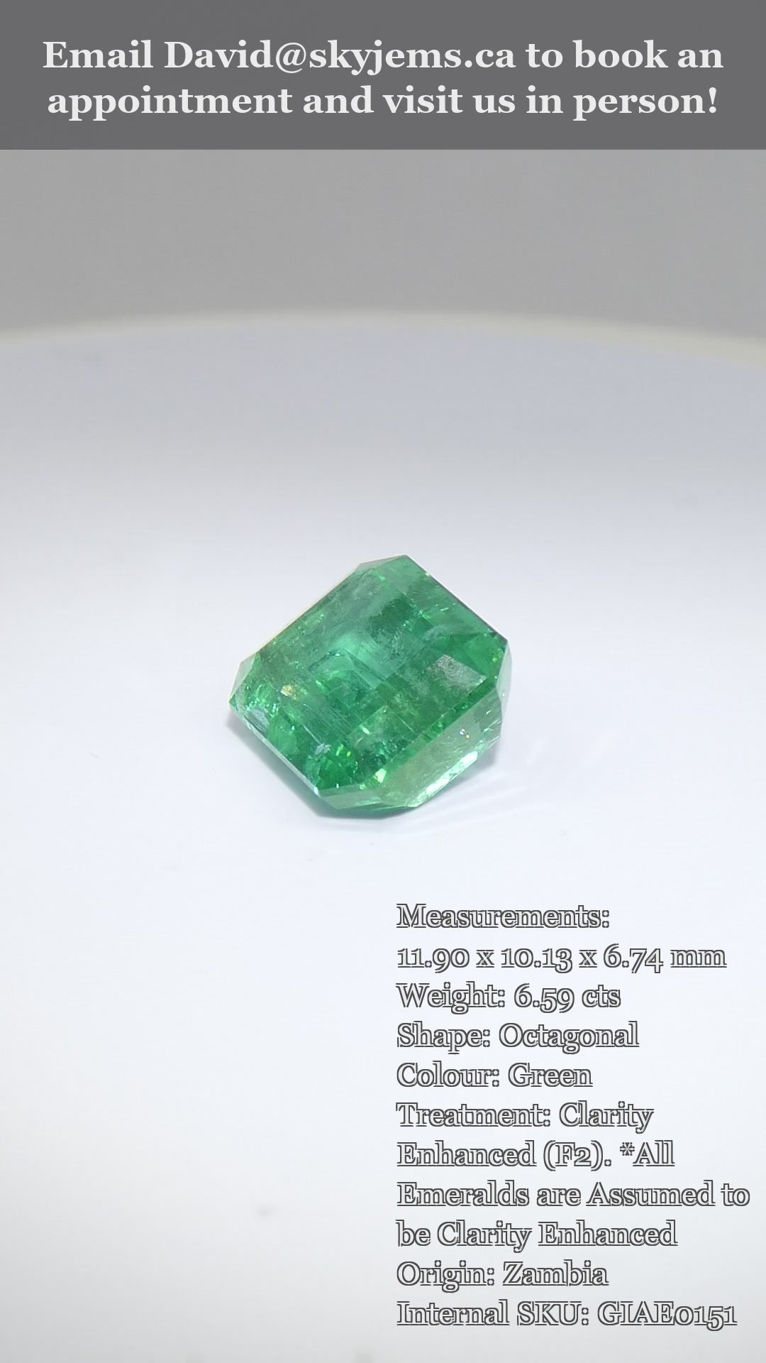 6.59ct Octagonal/Emerald Cut Green Emerald GIA Certified Zambia (F2) — product video