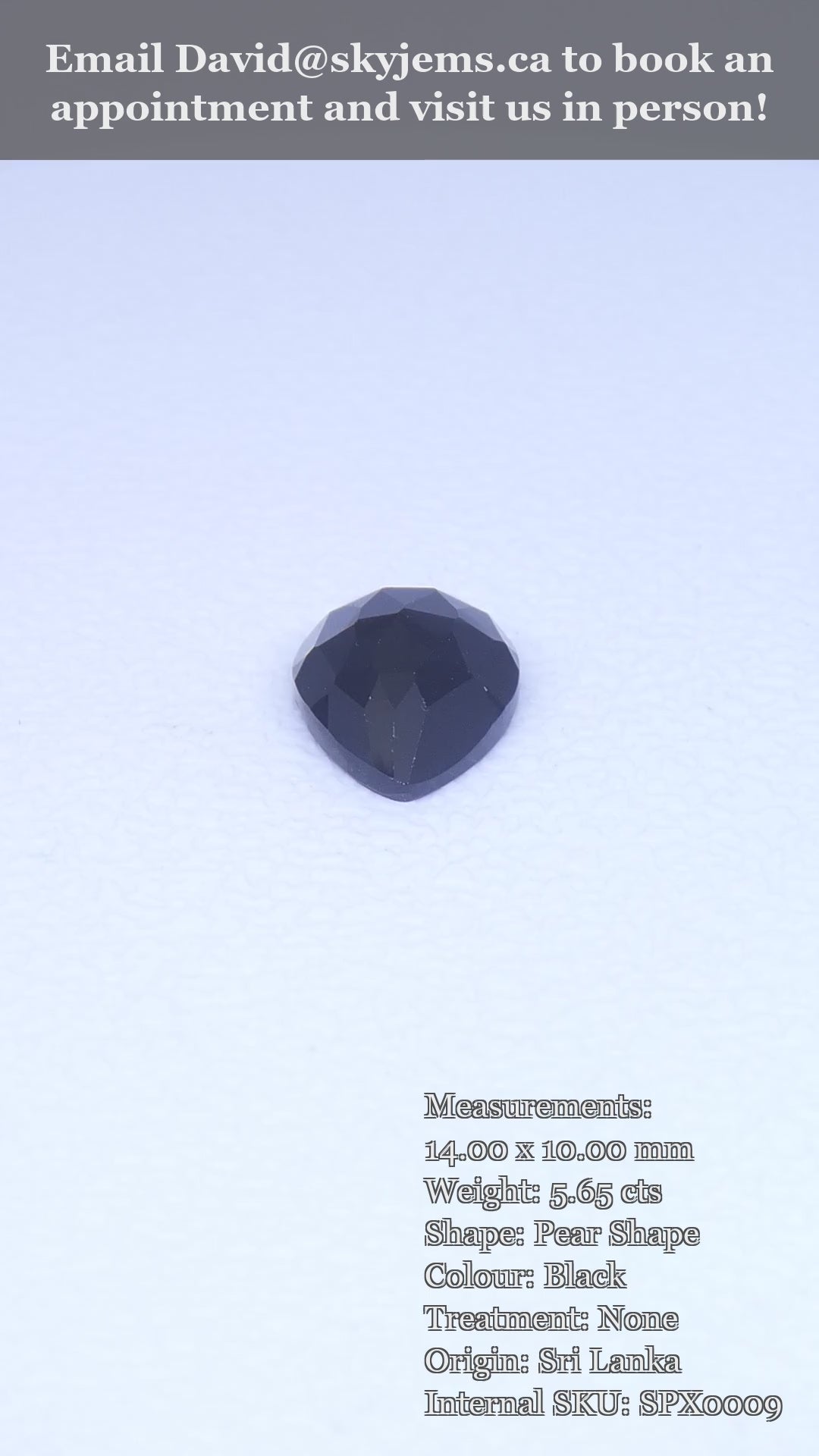 5.65ct Rose Cut 14x10mm Pear Shape Black Spinel from Sri Lanka — product video