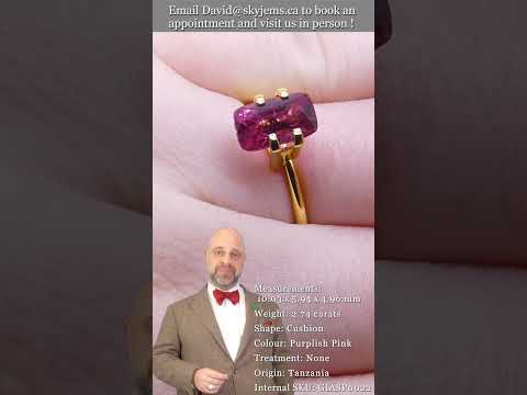 【AfroBlue 】アンリクイール☆皮革オーダー品☆中面マゼンタピンク 2.74ct Cushion Purplish Pink Mahenge Spinel GIA Certified Unheated
