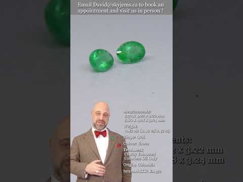 0.82ct Pair Oval Green Emerald from Colombia