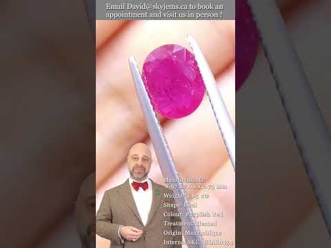 1.85ct Oval Purplish Red Ruby GIA Certified Mozambique
