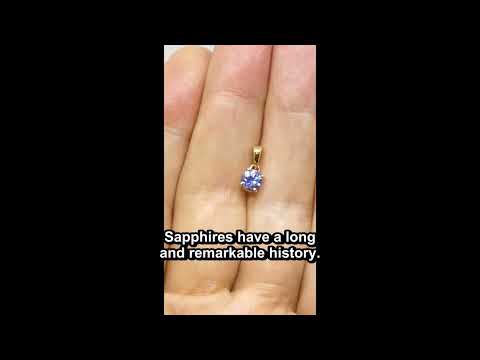 0.61ct Round Blue Sapphire Pendant set in 14k Yellow Gold - JW0388